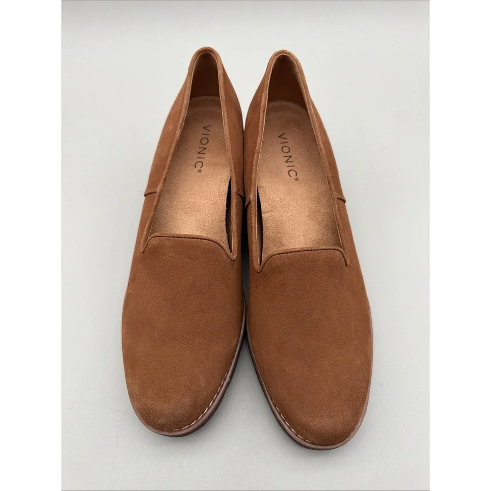 Vionic Suede 'Willa' Wedge Shoes Water Repellent Toffee Women's 9.5
